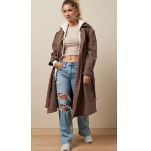 American Eagle Plaid Trench Coat